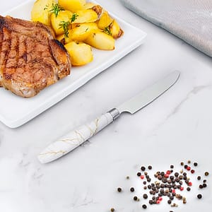 CUCHILLO DE MESA 6PZ MANGO PLASTICO BLANCO LH-3741