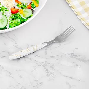 TENEDOR DE MESA 6PZ MANGO PLASTICO BLANCO LH-3743