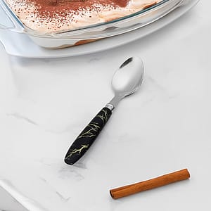 CUCHARA DE POSTRE 6PZ MANGO PLASTICO NEGRO LH-3746