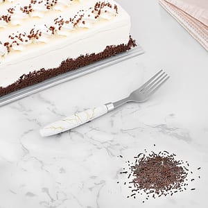 TENEDOR  POSTRE 6PZ MANGO PLASTICO BLANCO LH-3749