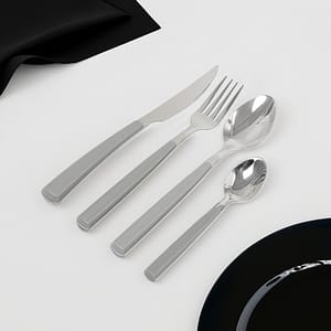 CUBIERTOS 16PZ EN CAJA MANGO GRIS LH-3751