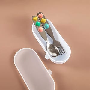 TENEDOR Y CUCHARA PARA NINO CAJA PLASTICA LH-3779