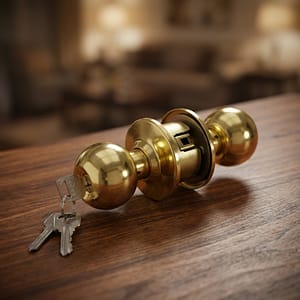 CERRADURA POMO DORADO REDONDO EN BLISTERS LH-1849