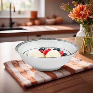 BOWL CERAMICO 15.5CM BORDE DISENO GRIS LH-4251