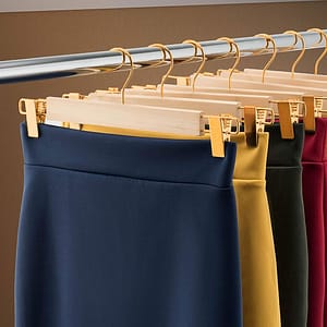 PERCHA MADERA METAL DORADA PARA PANTALON LH-4179