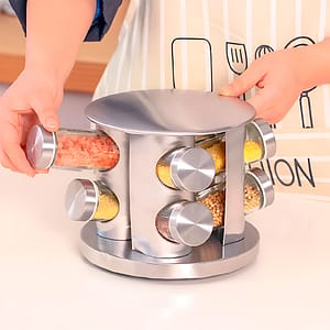 SET DE  CONDIMENTOS 8 PZ GIRATORIO PLATEADO LH4619