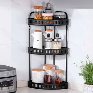 ESTANTE ESQUINERO DE 3 PISOS NEGRO LH-4749