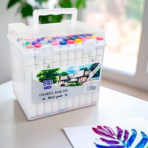 MARCADORES DE COLORES 80 UNID BOX PLASTICO LH-4426