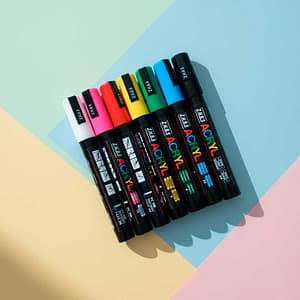 MARCADORES ACRILICOS 8U EN BOX PTA REDONDA LH-4432