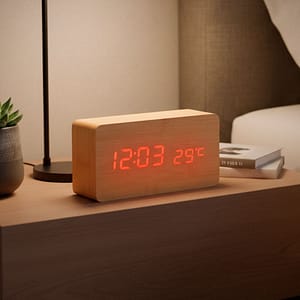 RELOJ DIGITAL BLOQUE DE MADERA LH-4649