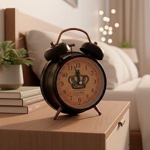 RELOJ DESPERTADOR REDONDO FONDO CORONA LH-4830