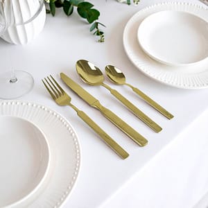 JUEGO DE CUBIERTOS DORADO 24PZ EN CAJA LH-4607