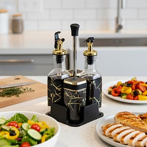 CONDIMENTERO DISPENSADOR 4PZ NEGRO TW-110044