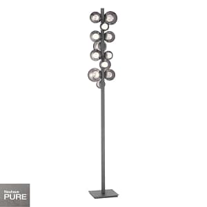 Lampara de pie Esferas vidrio ahumado 29W -160cm dimerizable, 3 colores de luz