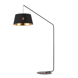 Luminaria de pie pantalla negra interior dorado E27 180cm