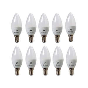Pack x10 pcs Lampara LED Vela, E27 6W - Luz Fría