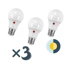 Pack x3 pcs - Lámpara led con Fotocélula 9W E27 - Luz Fría