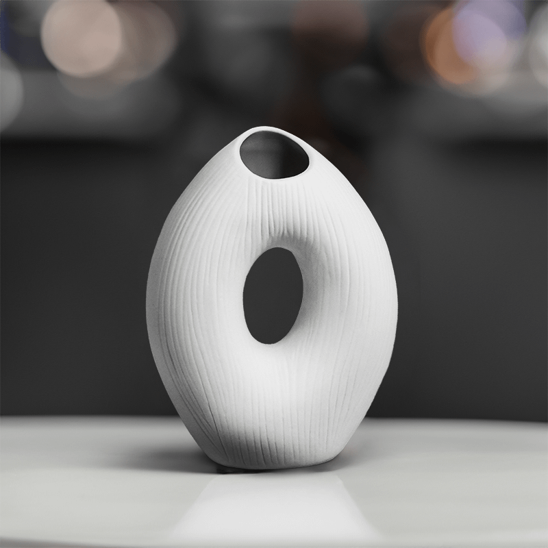 FLORERO OVALADO DECO 19CM COLOR BLANCO LH-3725