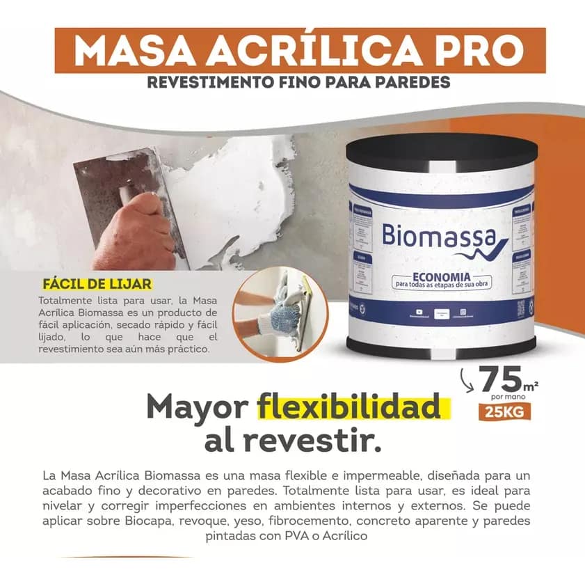 Enduido Pared Exterior Acrílico Fácil Lijado Biomassa 25 Kg - Imagen 2