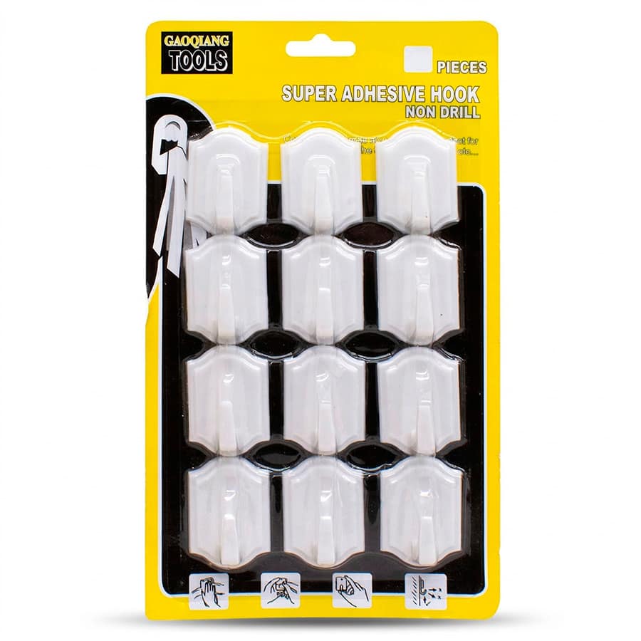 COLGADOR PLASTICO AUTOADHESIVO 12 UNIDADES LH-1216 - Imagen 4